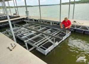 Boat lift maintenance inspection done at Lake of the Ozarks.